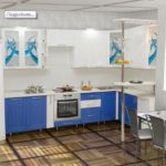 цвет-синий/белый, стиль-модерн, угловая, кухня Катрина