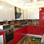 кухня цвет-красный, стиль-модерн, тип-угловая, кухня модерн М29